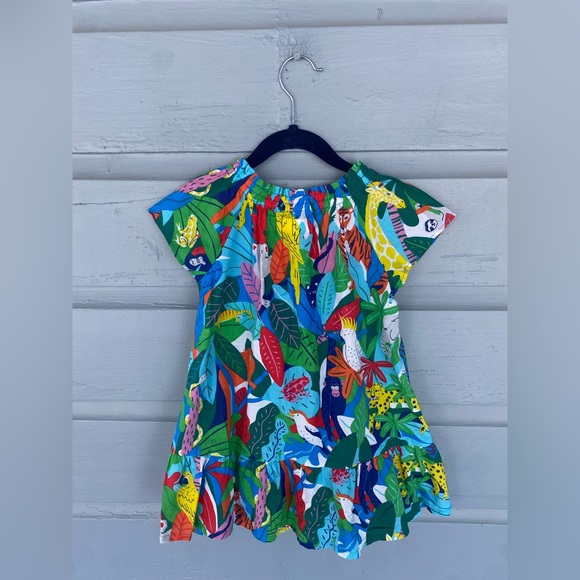 Mini Boden Kids Smocked Animal Print Dress Size 3-4 - Picture 2 of 4